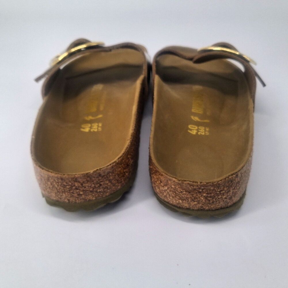 Birkenstock Madrid Big Buckle High Shine Mud Green Patent Leather Size 40 L9 - Picture 3 of 8